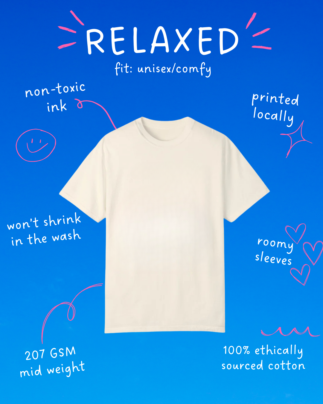 Relaxed fit unisex t-shirt with 'Make Lemonade' lemon graphic, 207 GSM cotton, non-toxic ink, roomy sleeves, and pre-shrunk comfort.