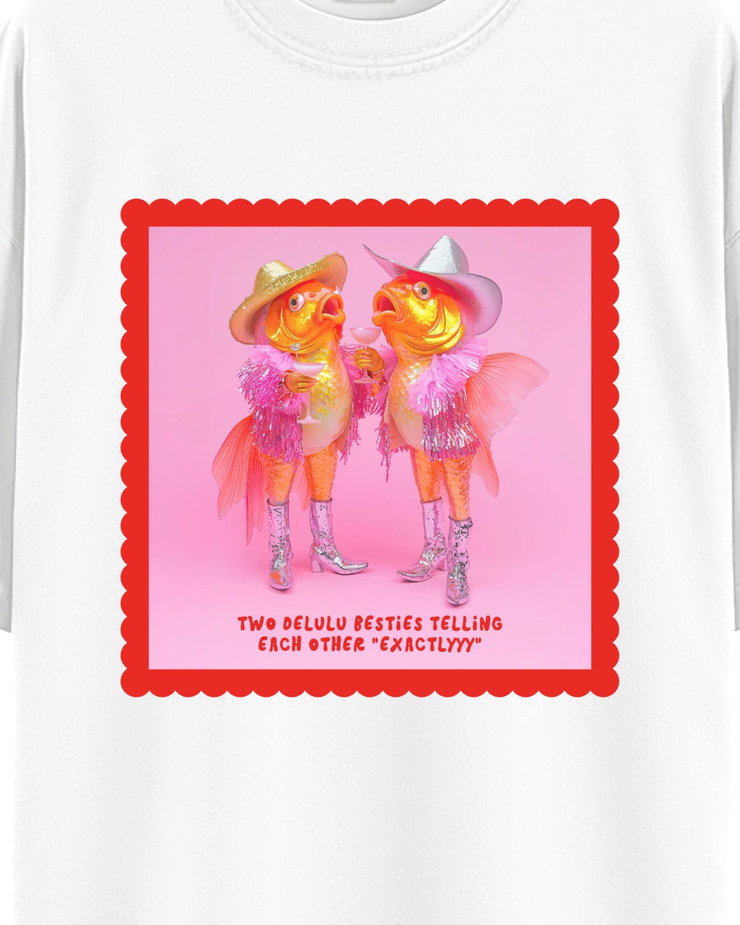 Delulu Besties Graphic Tee White