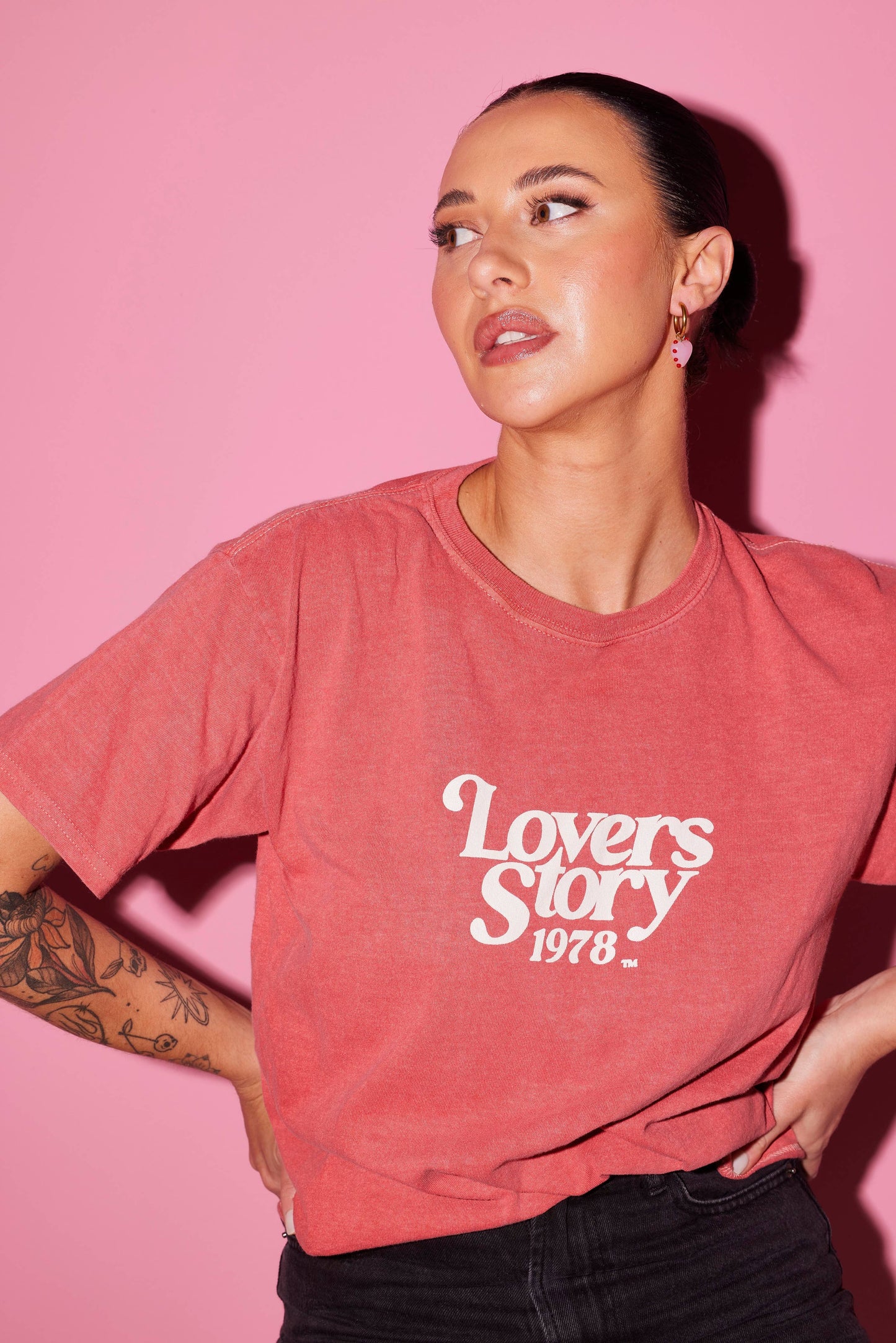Heart Drop Hoop Earrings
