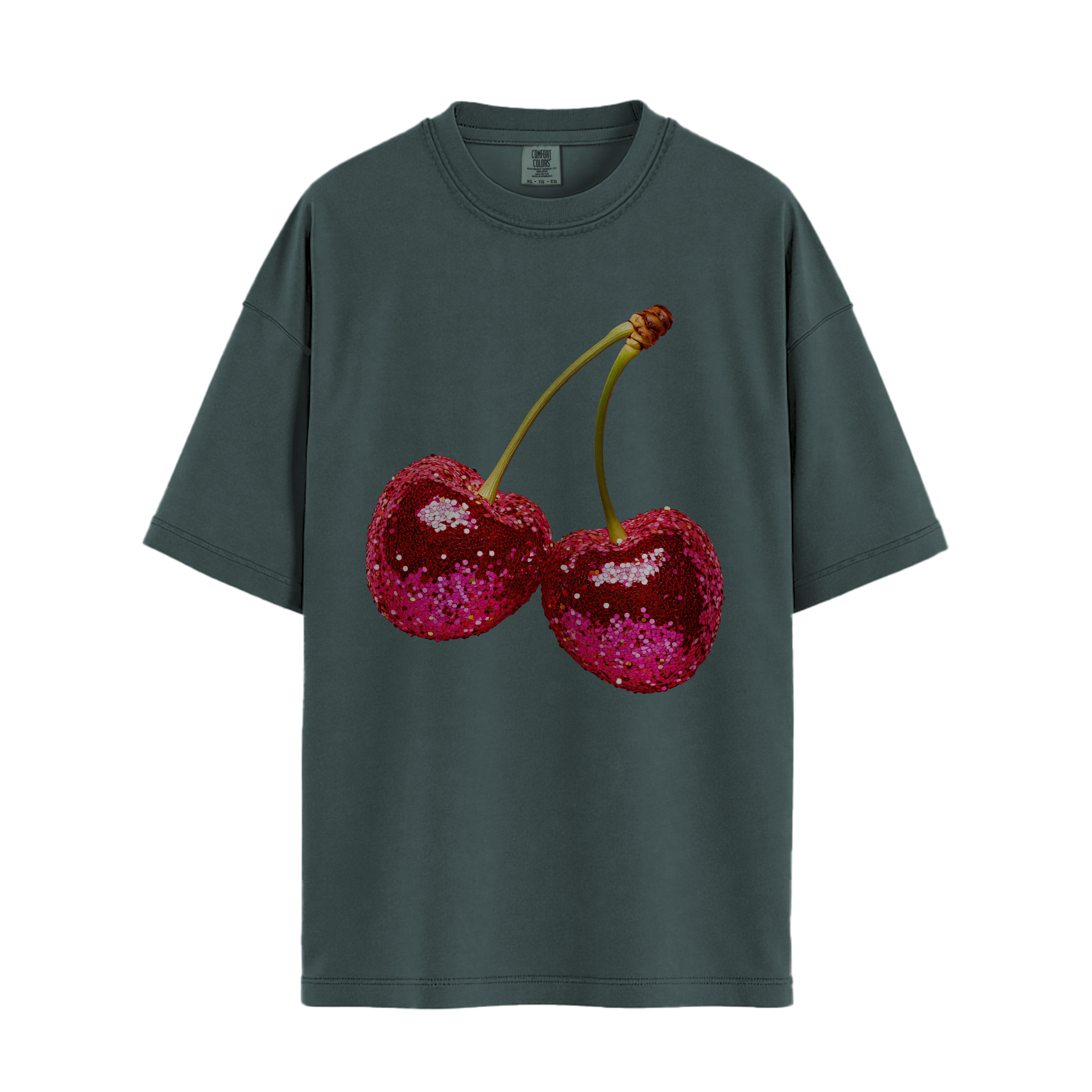 Sparkly Cherries Relaxed Tee Blue Spruce