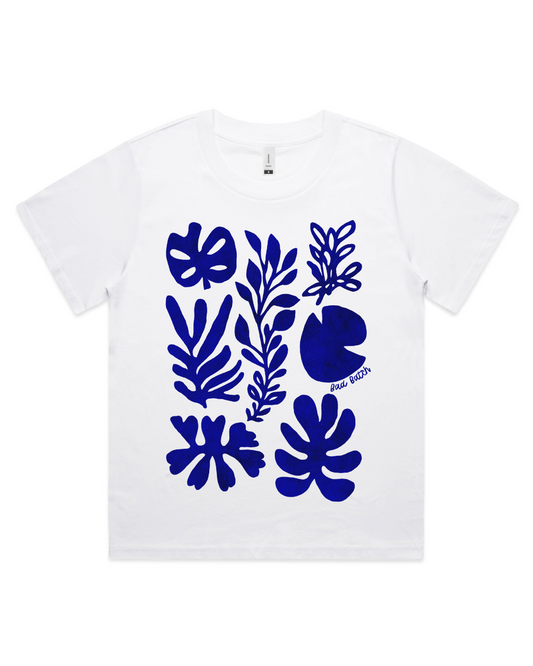 Coral (Blue) Boxy Tee White