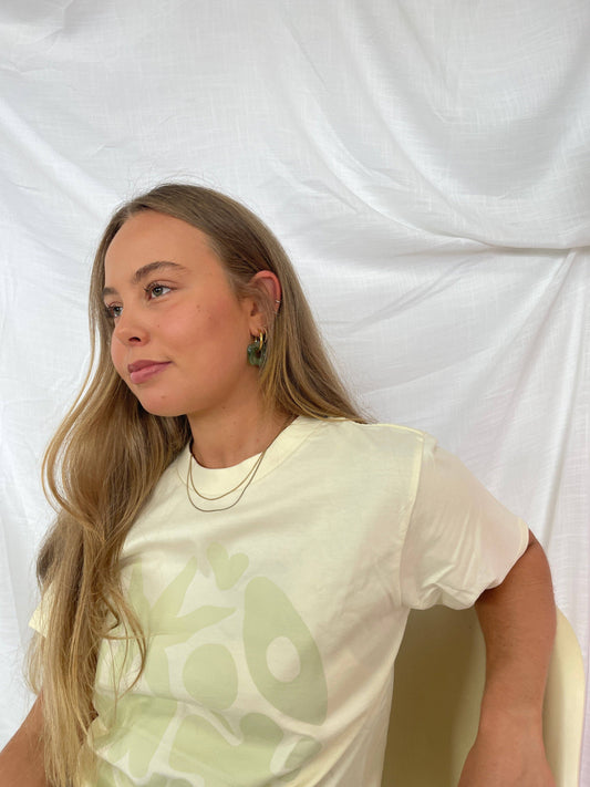 Gloria Hoops Green Earrings