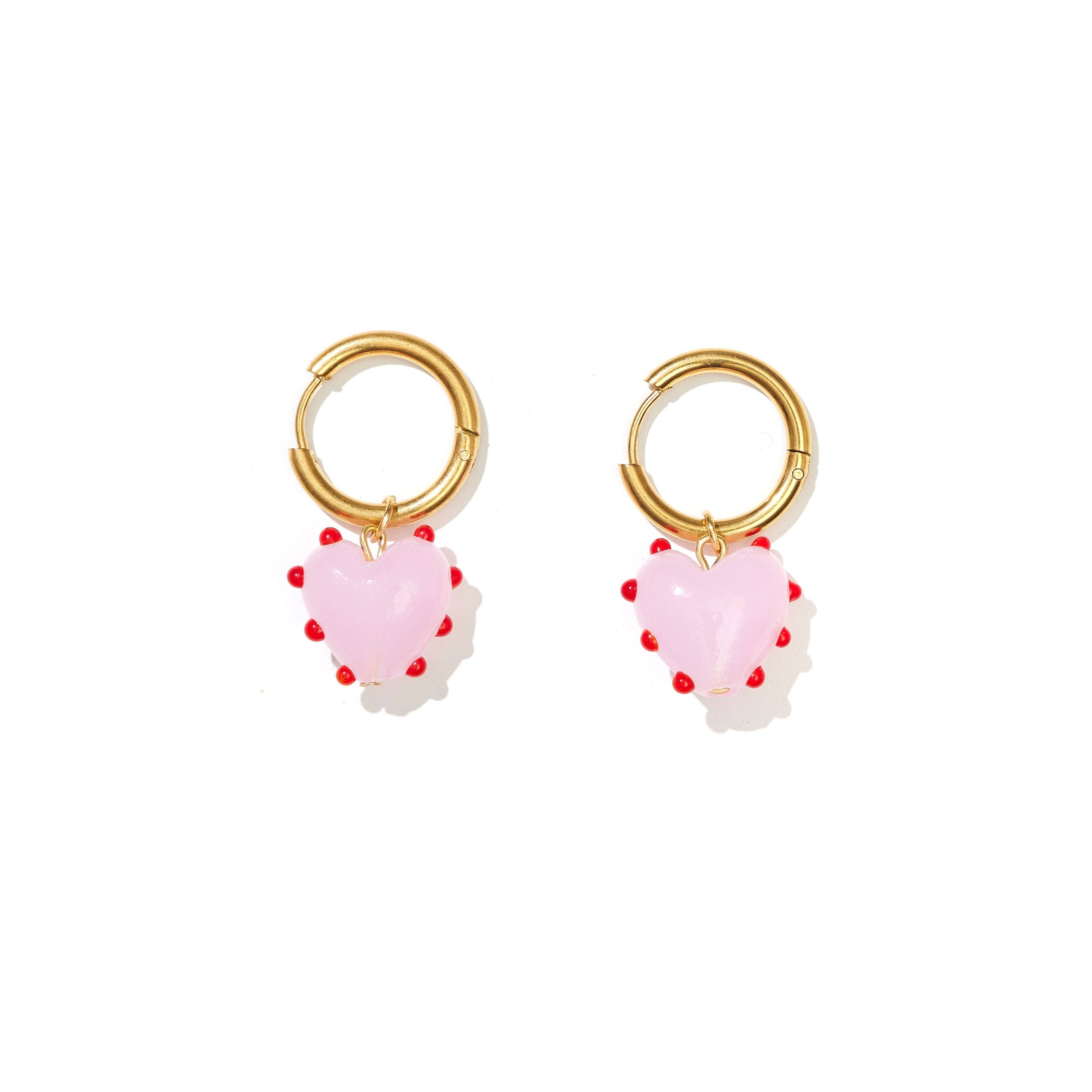 Heart Drop Hoop Earrings
