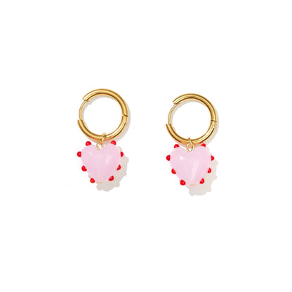 Heart Drop Hoop Earrings