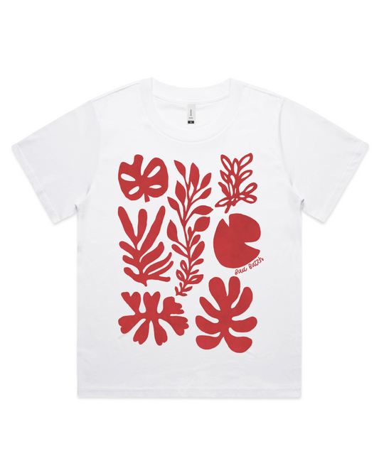 Coral (Red) Boxy Tee White