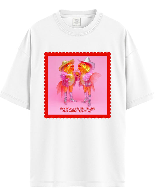 Delulu Besties Graphic Tee White