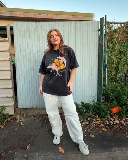 Dolphin Girl Oversized Graphic Tee