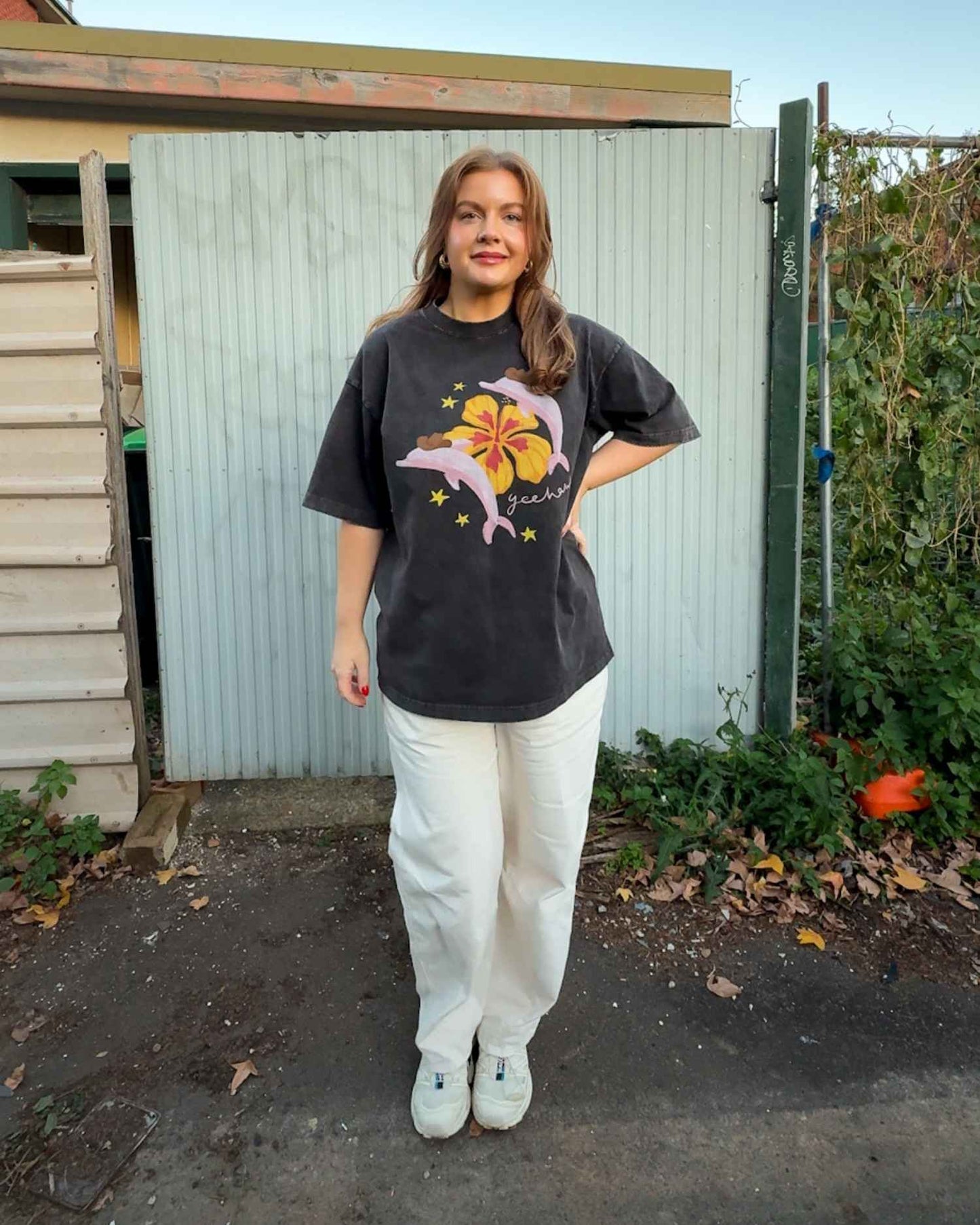 Dolphin Girl Oversized Graphic Tee
