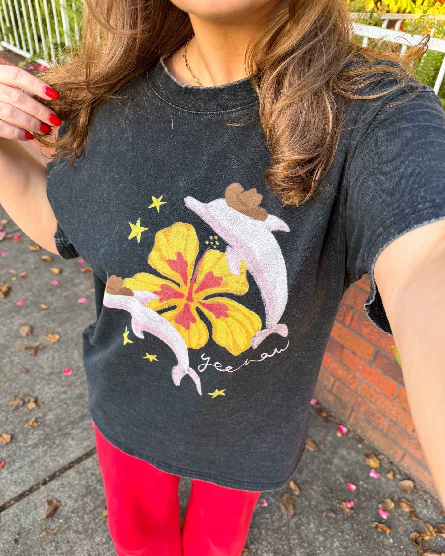 Dolphin Girl Oversized Graphic Tee