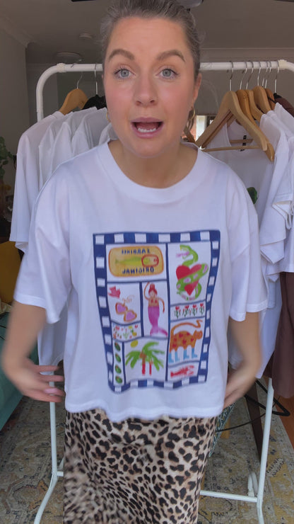 Sparkly Cherries Boxy Tee White